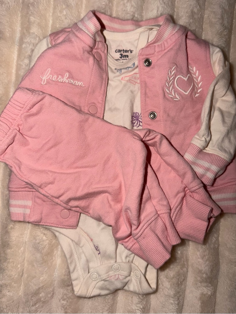 Carter's Pink Baby Girls Sweatpants & Jacket Set